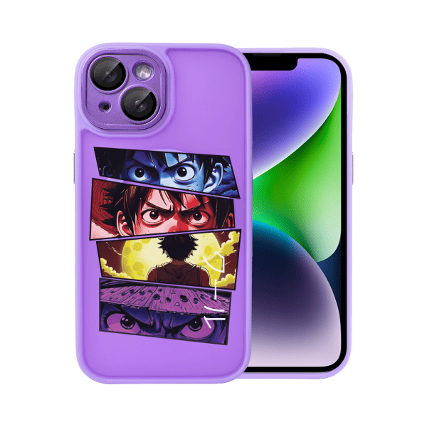 etui do iphone 14 color flush z magsafe, z osłoną aparatu, z nadrukiem anime, fioletowe