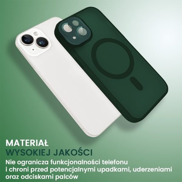 etui do iphone 13 color flush z magsafe, z osłoną aparatu, ciemno zielone