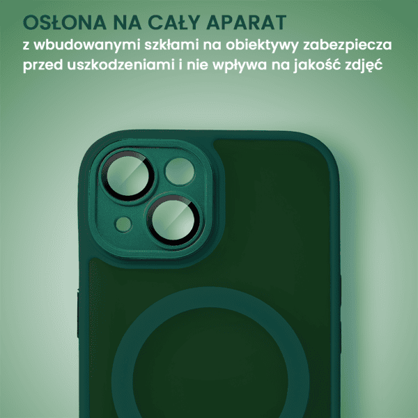 etui do iphone 13 color flush z magsafe, z osłoną aparatu, ciemno zielone