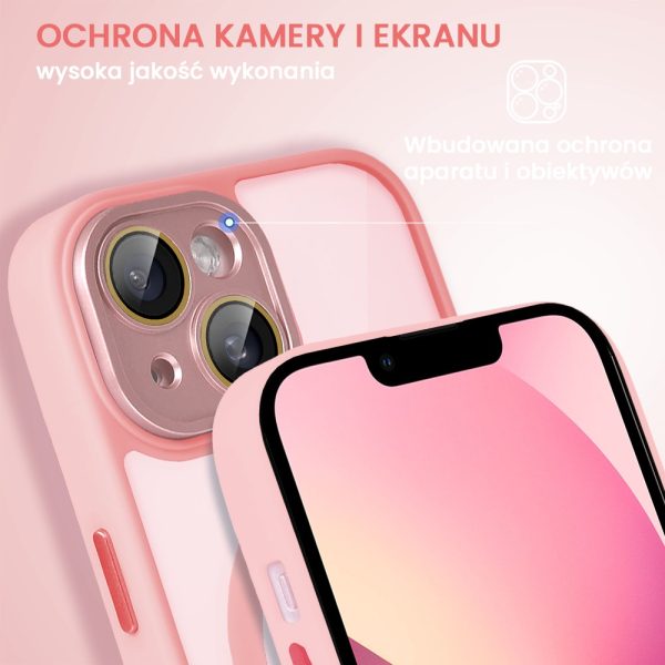 etui do iphone 13 magsafe clear color cienkie z kolorową ramką i ochroną aparatu, piaskowy róż
