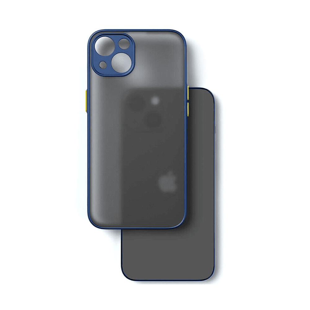 Etui do iPhone 14 półprzeźroczyste matowe z ochroną aparatu, niebieskie