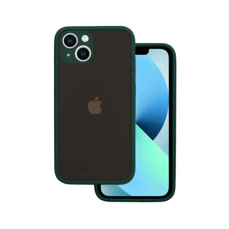 etui do iphone 14 półprzeźroczyste matowe z ochroną aparatu, zielone