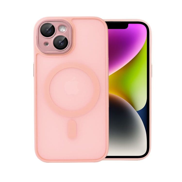 etui do iphone 14 color flush z magsafe, z osłoną aparatu, różowe