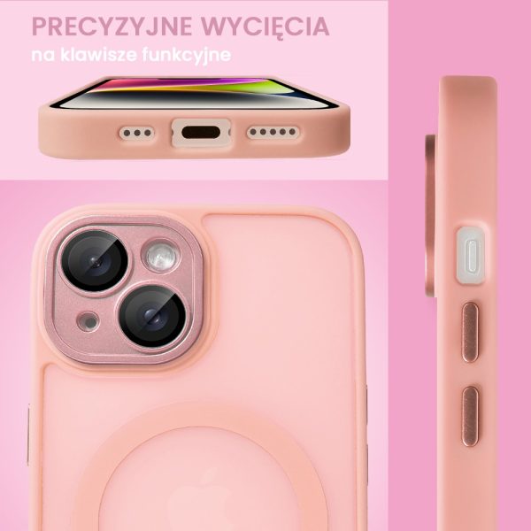 etui do iphone 14 color flush z magsafe, z osłoną aparatu, różowe