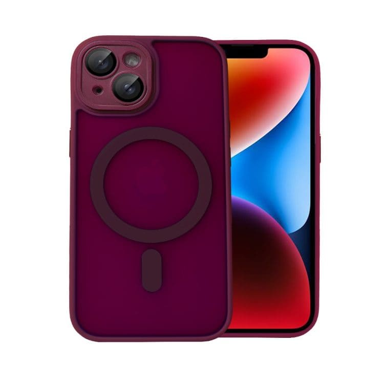 etui do iphone 14 color flush z magsafe, z osłoną aparatu, wiśniowe