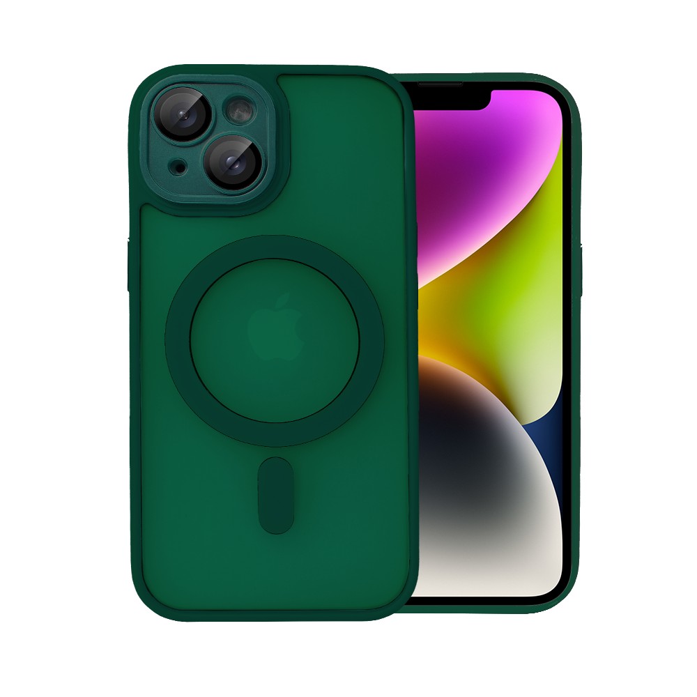 etui do iphone 14 color flush z magsafe, z osłoną aparatu, ciemna zieleń