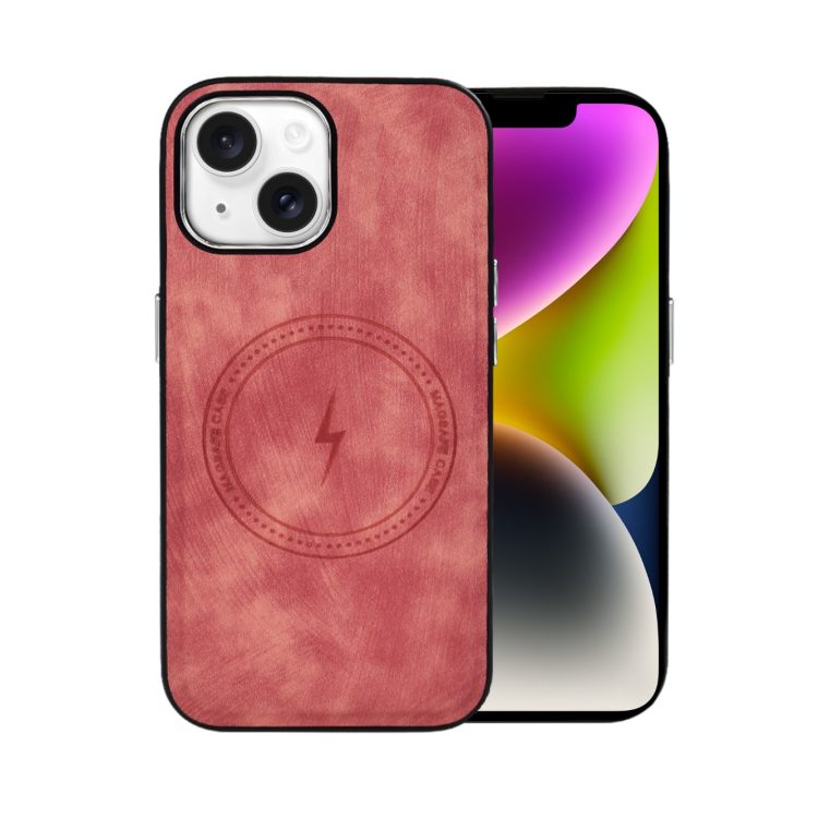 etui do iphone 14 magsafe business leather, eleganckie, przyjemne w dotyku, koralowe