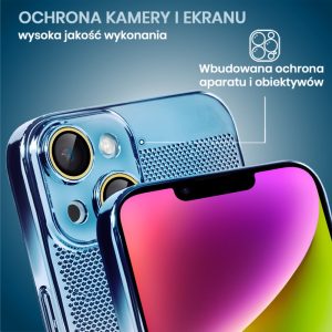 etui do iphone 14 z magsafe, cienkie, twarde, oddychające, z osłoną aparatu, błękitne