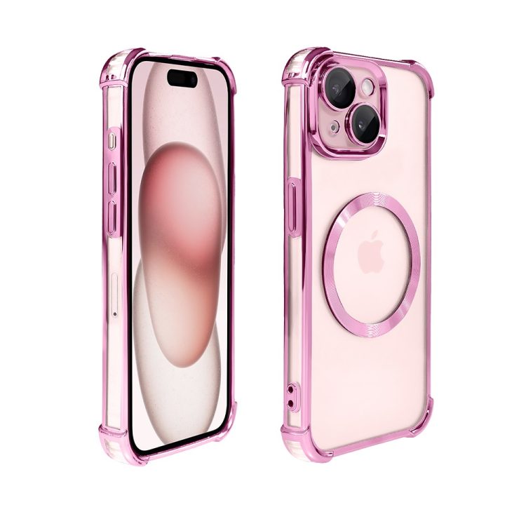 etui do iphone 15 plus magsafe luxury anti shock lens protect, różowe