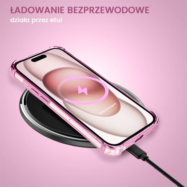 etui do iphone 15 plus magsafe luxury anti shock lens protect, różowe