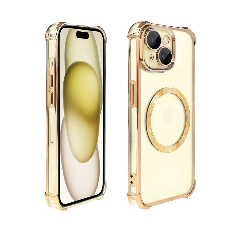 etui do iphone 15 plus magsafe luxury anti shock lens protect, złote