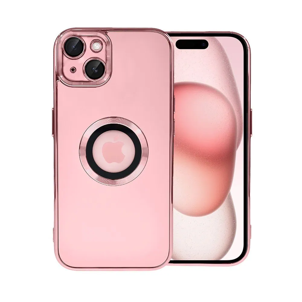 etui do iphone 15 plus cienkie, eleganckie, z osłoną aparatu i widocznym logo, różowe