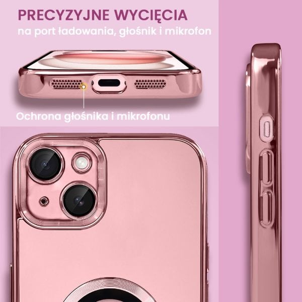 etui do iphone 15 plus cienkie, eleganckie, z osłoną aparatu i widocznym logo, różowe
