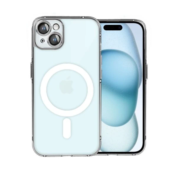 etui do iphone 15 plus cienkie, wzmocnione, z ochroną anti shock oraz głośników, srebrne