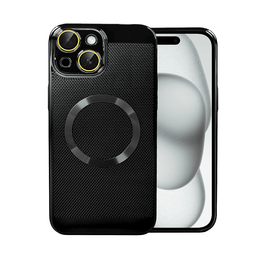 Etui do iPhone 15 z Magsafe, cienkie, twarde, oddychające, z osłoną aparatu, czarne