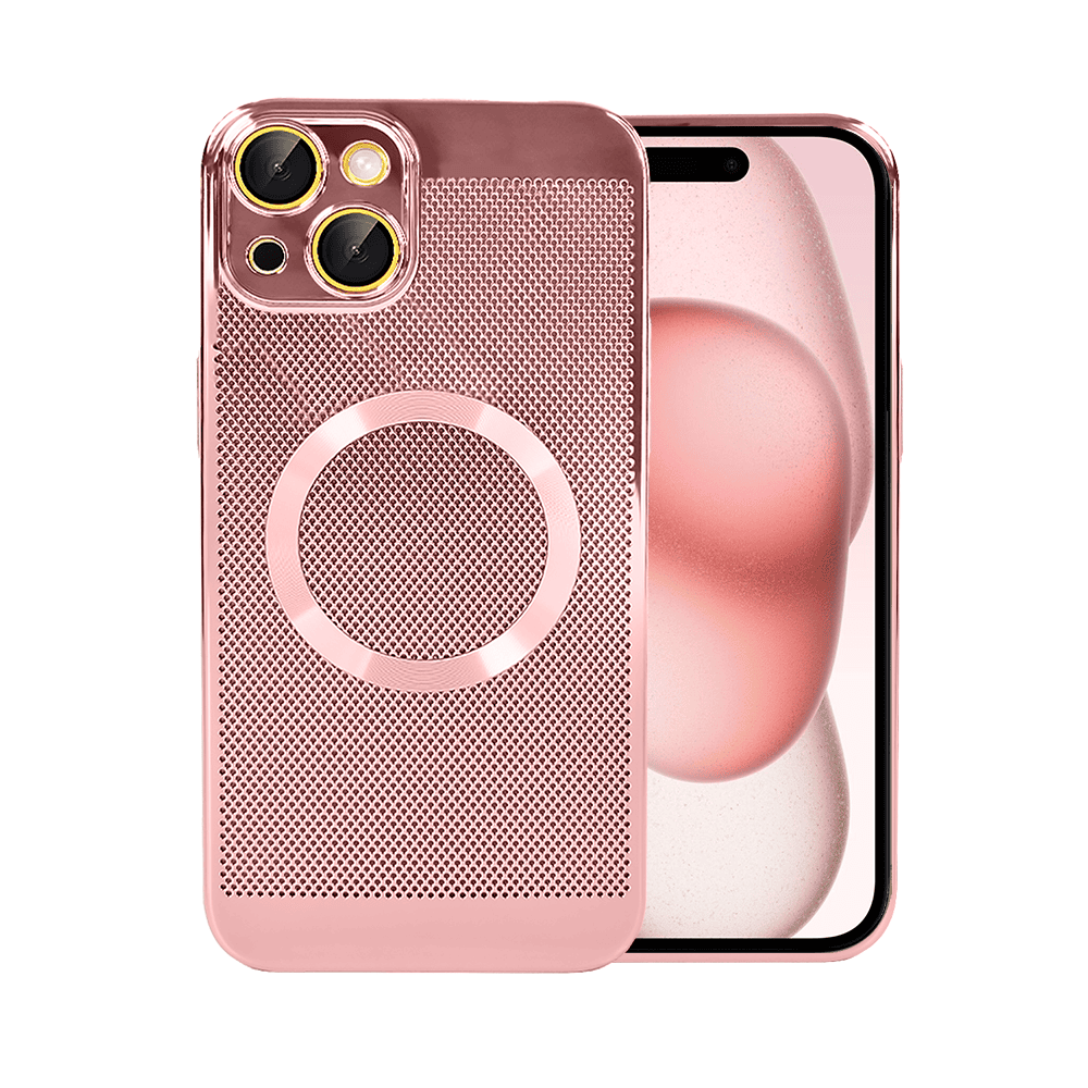 Etui do iPhone 15 z Magsafe, cienkie, twarde, oddychające, z osłoną aparatu, różowe