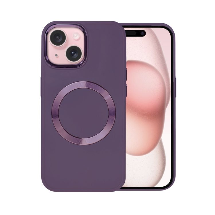 etui do iphone 15 noble magsafe color, silikonowe, śliwkowa czerwień
