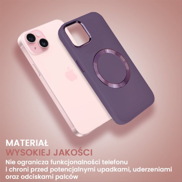 etui do iphone 15 noble magsafe color, silikonowe, śliwkowa czerwień