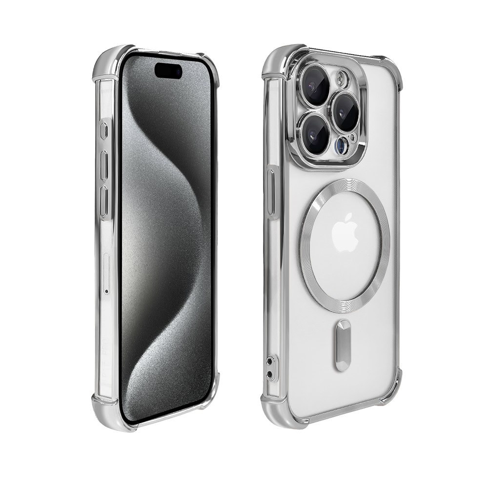 Etui do iPhone 15 Pro Max Magsafe Luxury Anti-Shock Lens Protect, srebrne