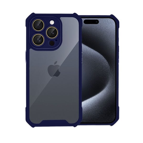 etui do iphone 15 pro max pancerne anti shock, z osłoną aparatu, granatowe