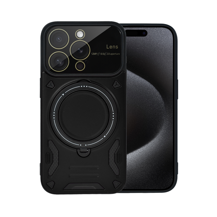 etui do iphone 15 pro max magsafe camera beam stand pancerne, osłona kamery z podstawką, czarne