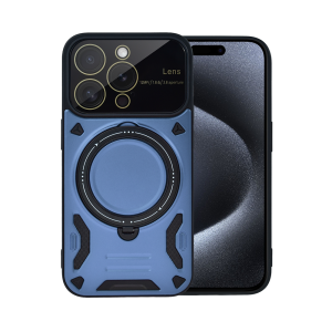 etui do iphone 15 pro magsafe camera beam stand pancerne, osłona kamery z podstawką, niebieskie