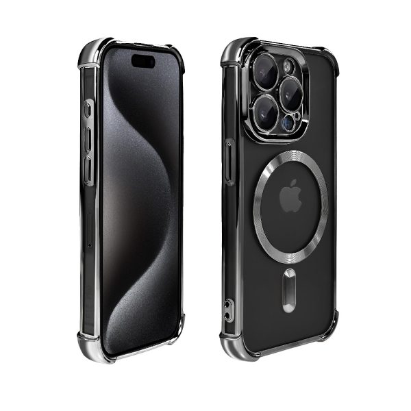etui do iphone 15 pro magsafe luxury anti shock lens protect, czarne