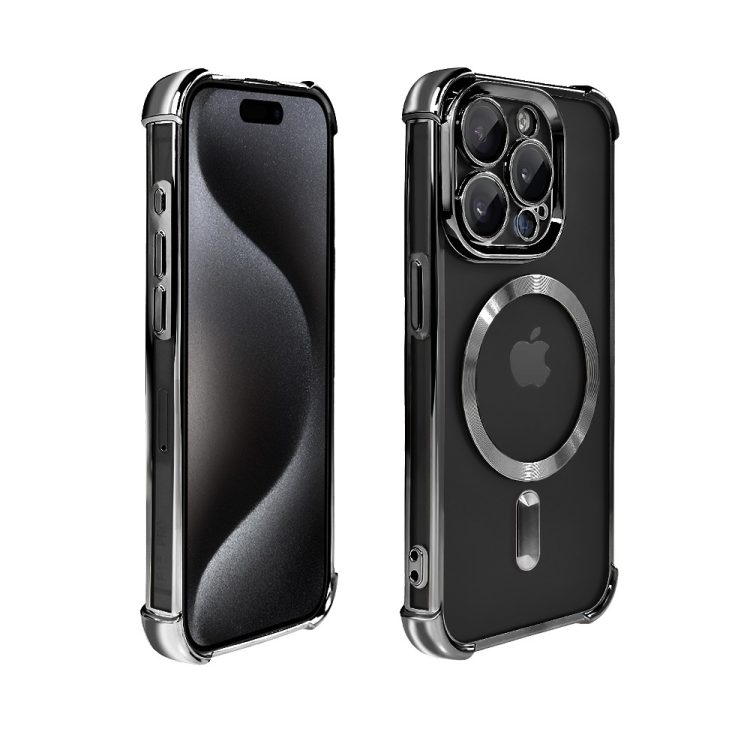 etui do iphone 15 pro magsafe luxury anti shock lens protect, czarne