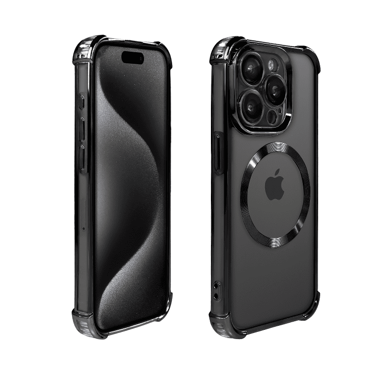 etui do iphone 15 pro max magsafe luxury anti shock lens protect, czarne