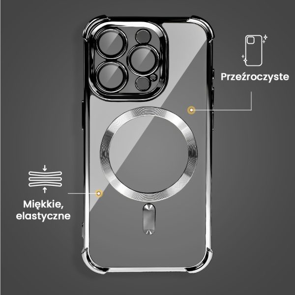 etui do iphone 15 pro magsafe luxury anti shock lens protect, czarne