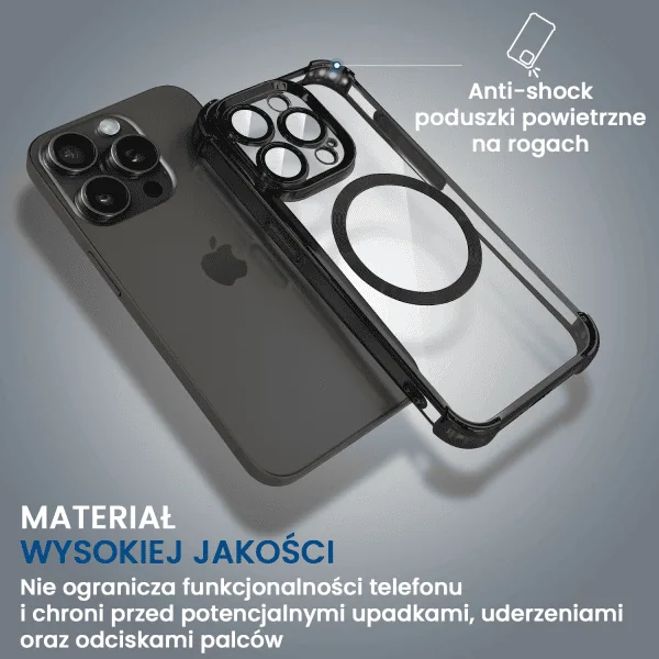 etui do iphone 15 pro max magsafe luxury anti shock lens protect, czarne