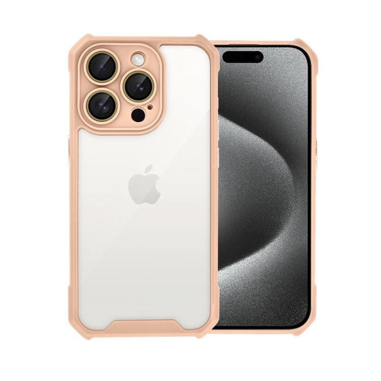 etui do iphone 15 pro max pancerne anti shock, z osłoną aparatu, różowe