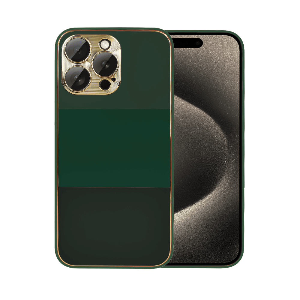 Etui do iPhone 15 Pro Tricolori eleganckie ze złotą osłoną kamery oraz zdobieniami, las nocą