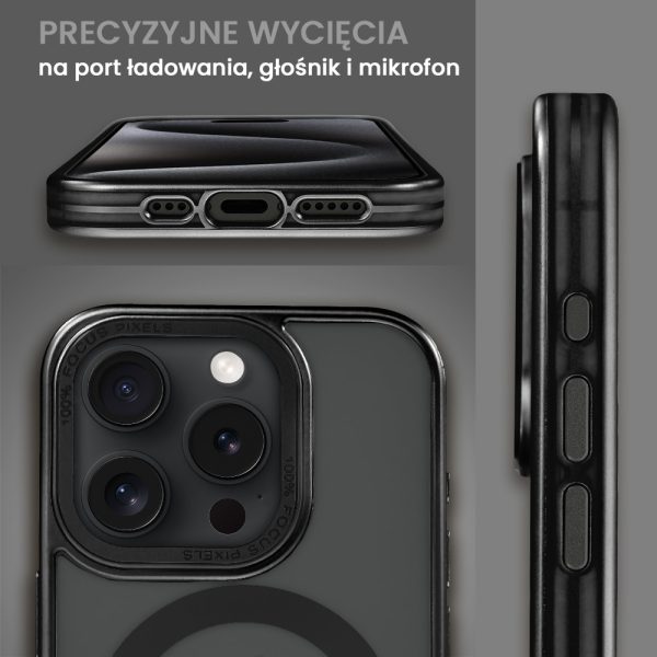 etui do iphone 15 pro max cienkie, silikonowe, wzmocniona ramka, titanium finish, czarne