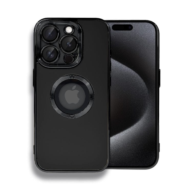 etui do iphone 15 pro max cienkie, eleganckie, z osłoną aparatu i widocznym logo, czarne