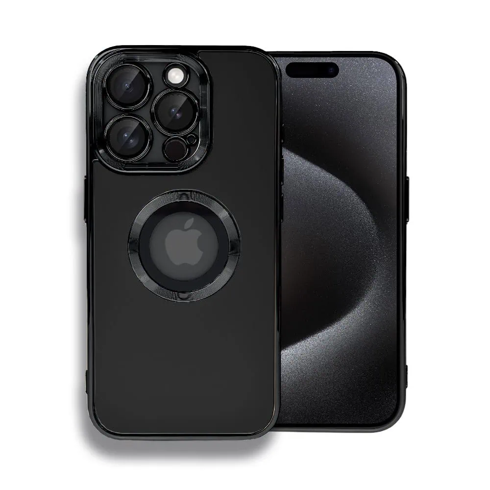 Etui do iPhone 15 Pro cienkie, eleganckie, z osłoną aparatu i widocznym logo, czarne