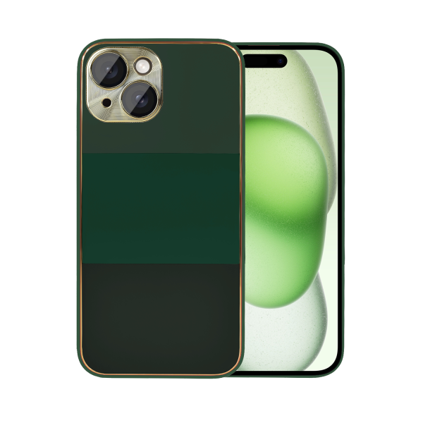 etui do iphone 15 tricolori eleganckie ze złotą osłoną kamery oraz zdobieniami, las nocą