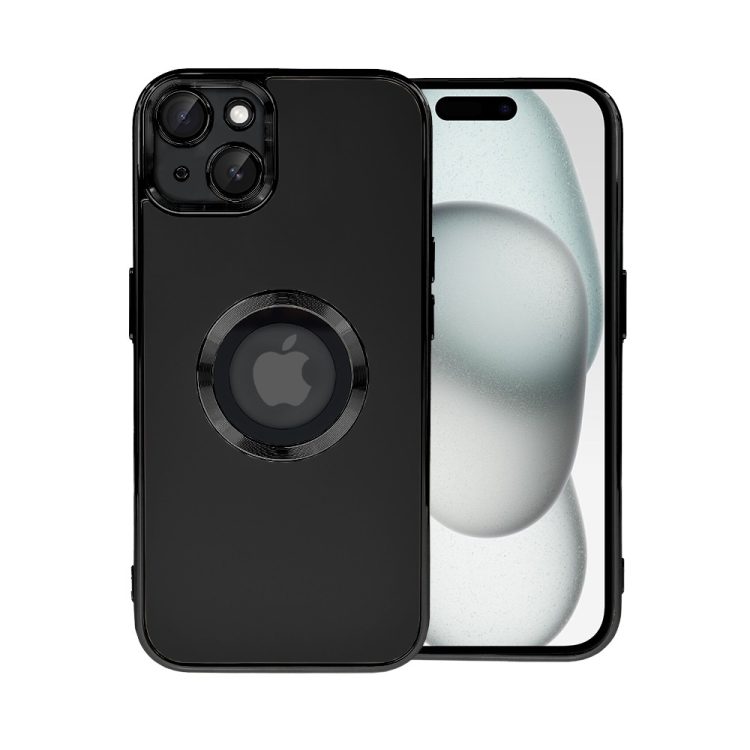 etui do iphone 15 plus cienkie, eleganckie, z osłoną aparatu i widocznym logo, czarne