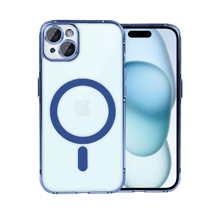 etui do iphone 15 cienkie, wzmocnione, z ochroną anti shock oraz głośników, niebieskie
