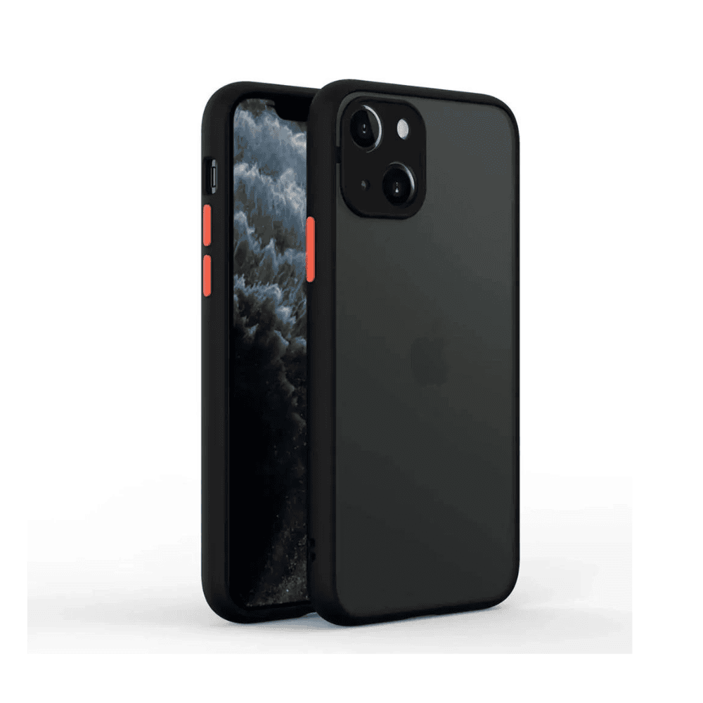 Etui do iPhone 15 półprzeźroczyste matowe z ochroną aparatu, czarne (OUTLET)
