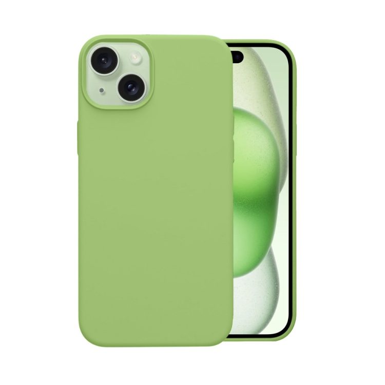 etui do iphone 15 silikonowe z mikrofibrą soft touch, zielone