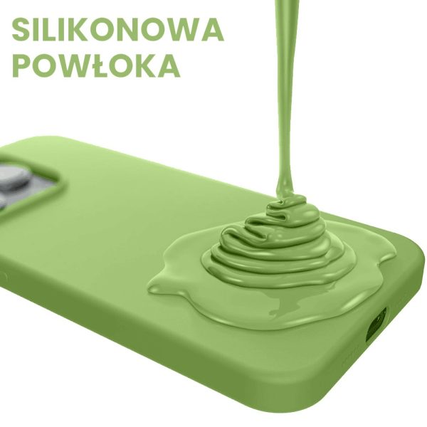 etui do iphone 15 silikonowe z mikrofibrą soft touch, zielone