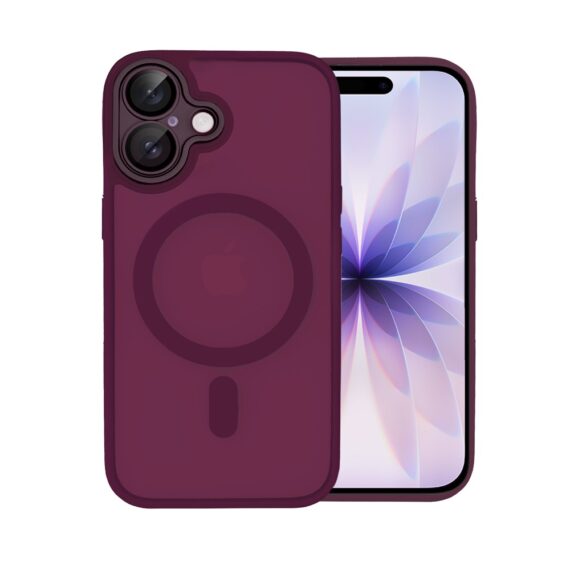 Etui do iPhone 17 MagSafe Luxury Protect przeźroczyste, hybrydowa ochrona kamery, wiśniowe (8)