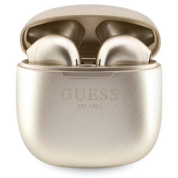Słuchawki GUESS z funkcją bluetooth i pudełkiem ładującym, złote170f9082884c38282b643261749f43e4