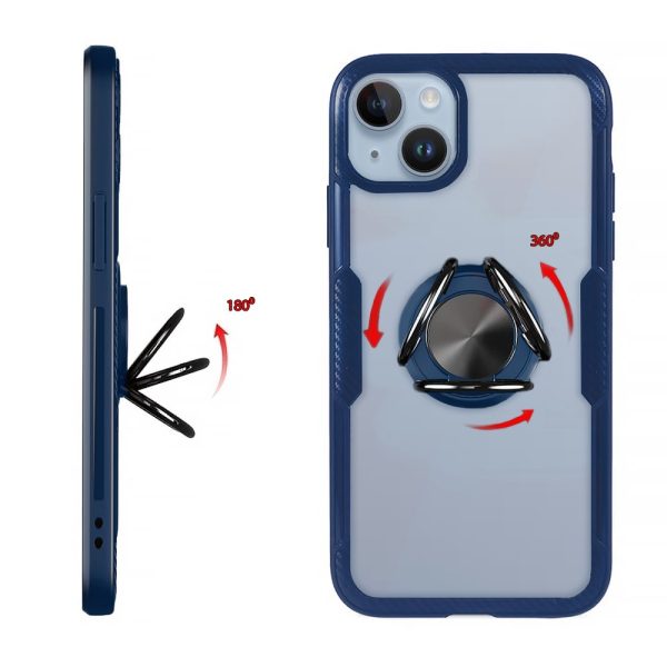 etui do iphone 14, ring armor pancerne hybrydowe etui pokrowiec + magnetyczny uchwyt, granatowe