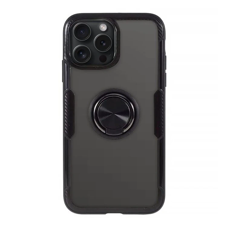 etui do iphone 15 pro, ring armor pancerne hybrydowe etui pokrowiec + magnetyczny uchwyt, czarne