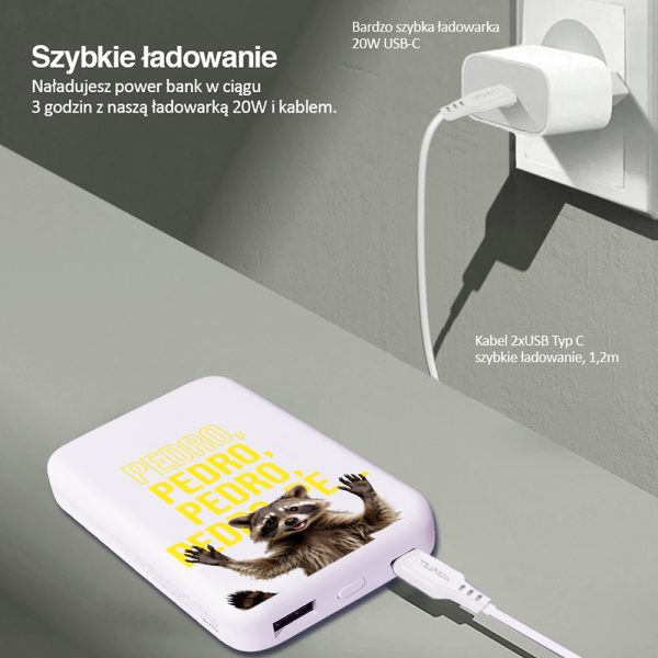 power bank magsafe 5000mah ładowanie bezprzewodowe iphone 15/14/13/12, wzór panda, biały (kopia)