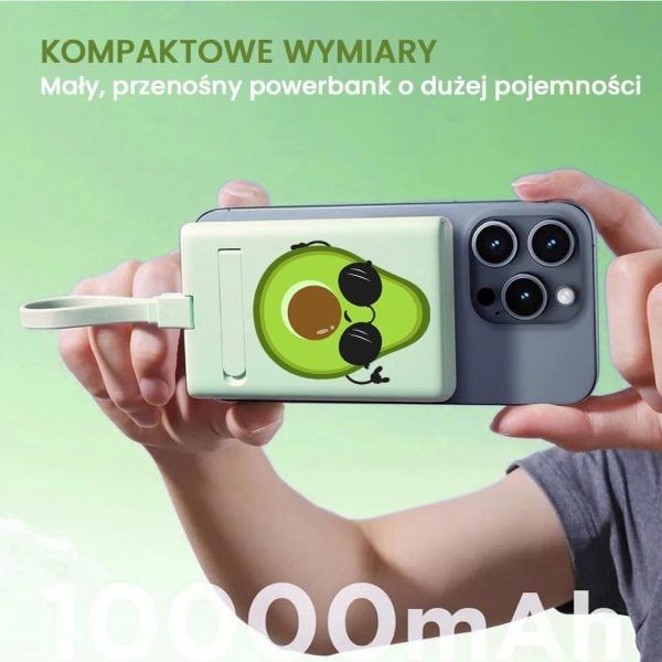 power bank akumulator magsafe do iphone 10000 mah z podstawką, 20w, jasno zielony