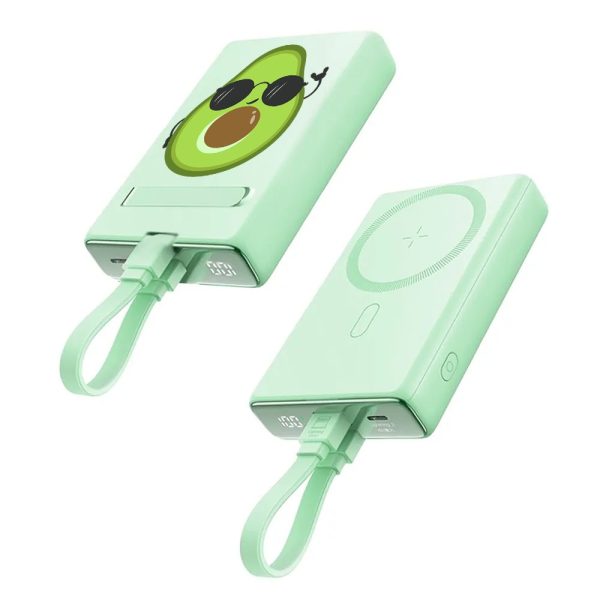power bank akumulator magsafe do iphone 10000 mah z podstawką, 20w, jasno zielony