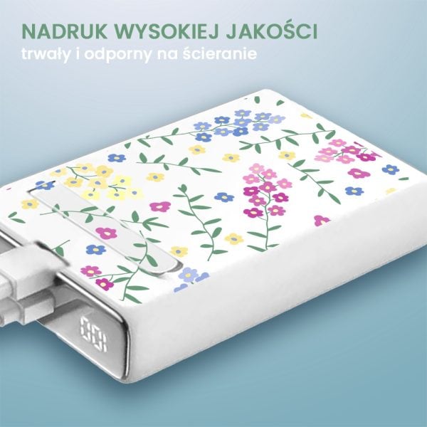 power bank akumulator magsafe do iphone 10000 mah z podstawką, 20w, kwiatki polne